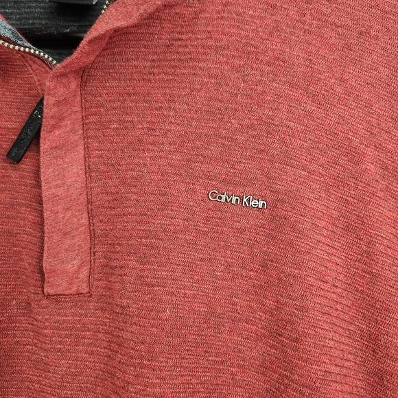 Mens Calvin Klein Red Knit Sweater Pullover - Picture 7 of 14